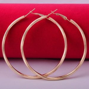 14k Yellow Gold Filled Big Hoop Dangle Earrings